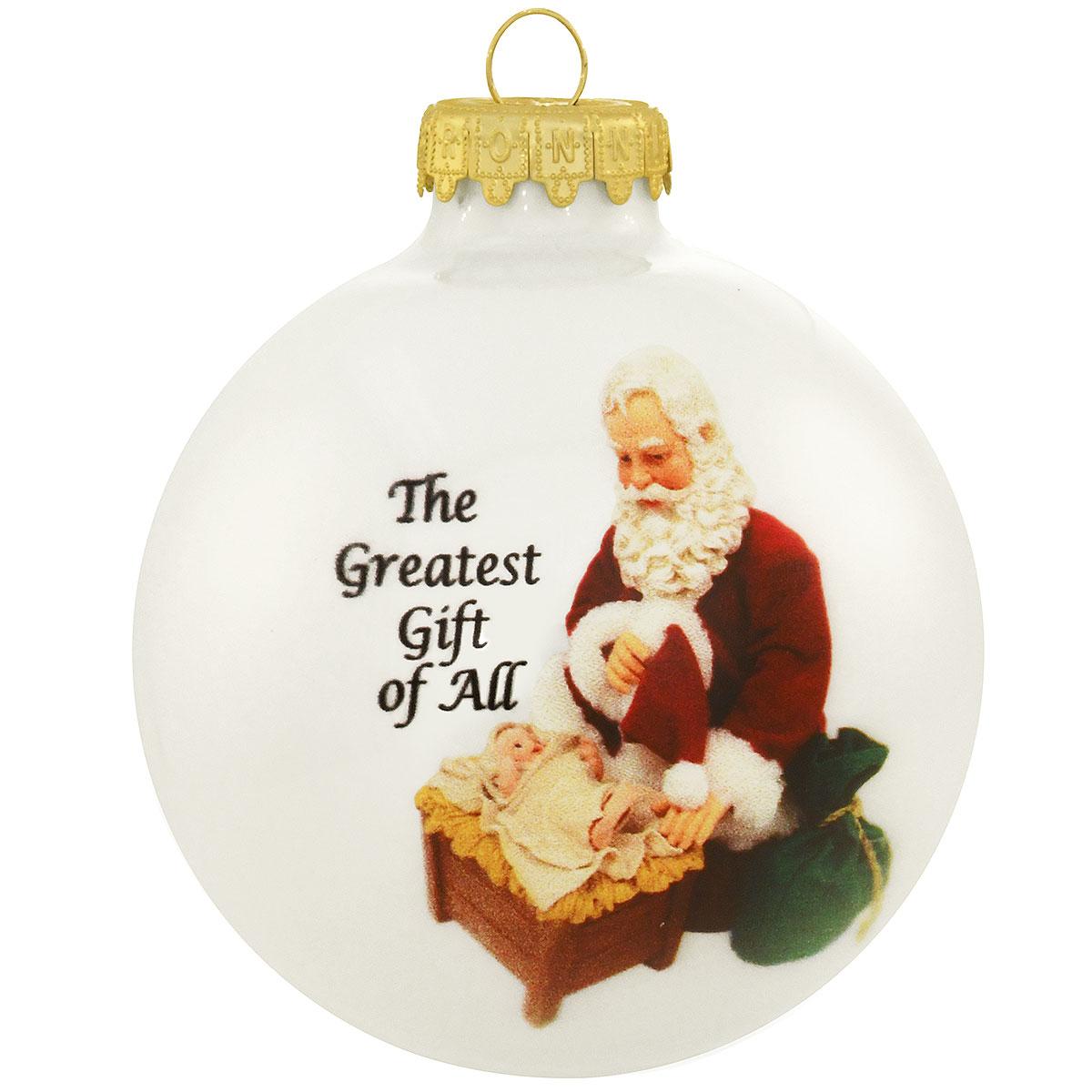 The Greatest Gift Of All Kneeling Jesus Glass Ornament