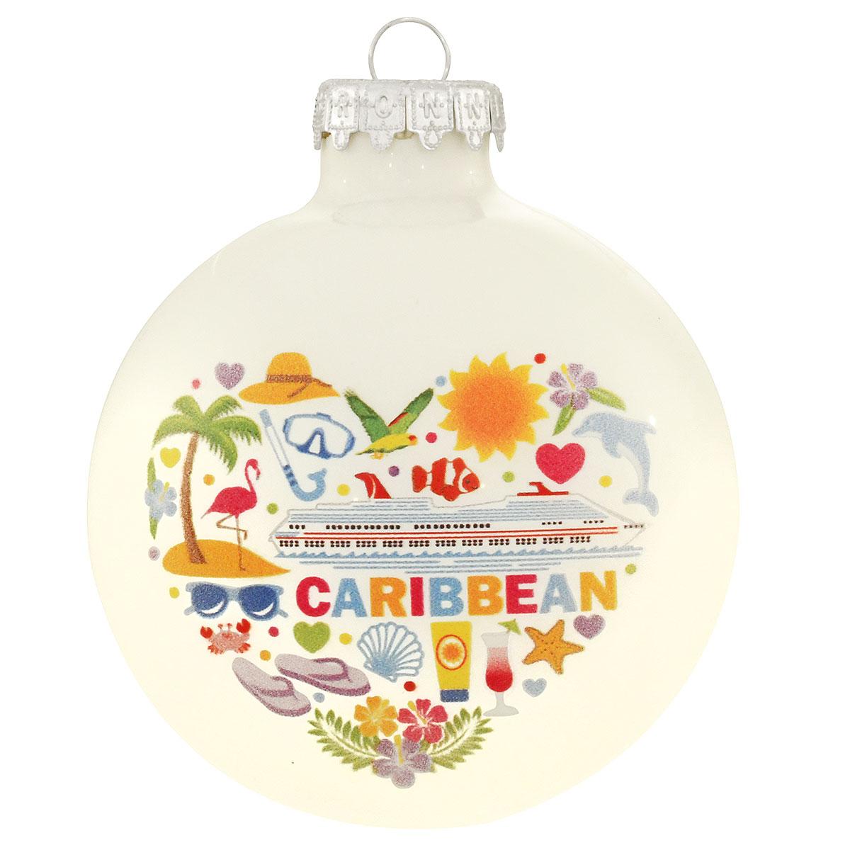 Caribbean Icons On Heart Ornament