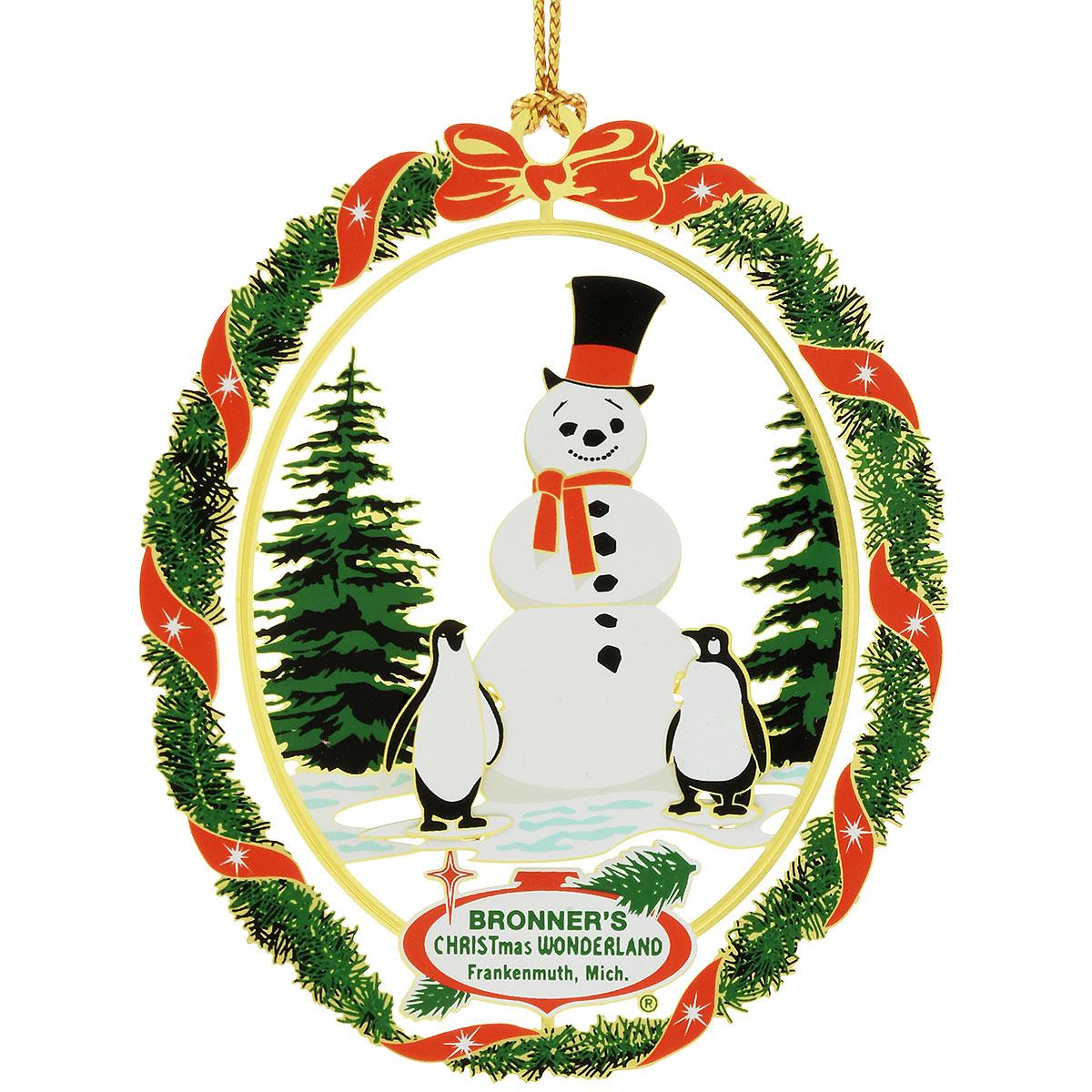 Bronner's Snowman Brass Ornament