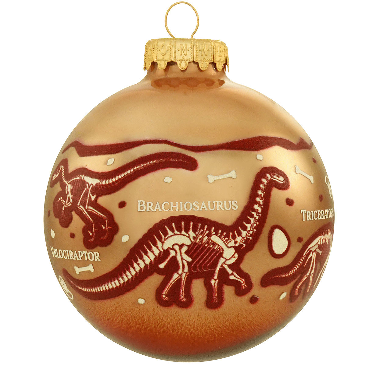 Dinosaur Skeleton Fossils Glass Ornament