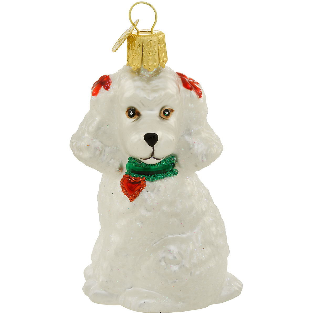 White Poodle 3 Inch Glass Ornament