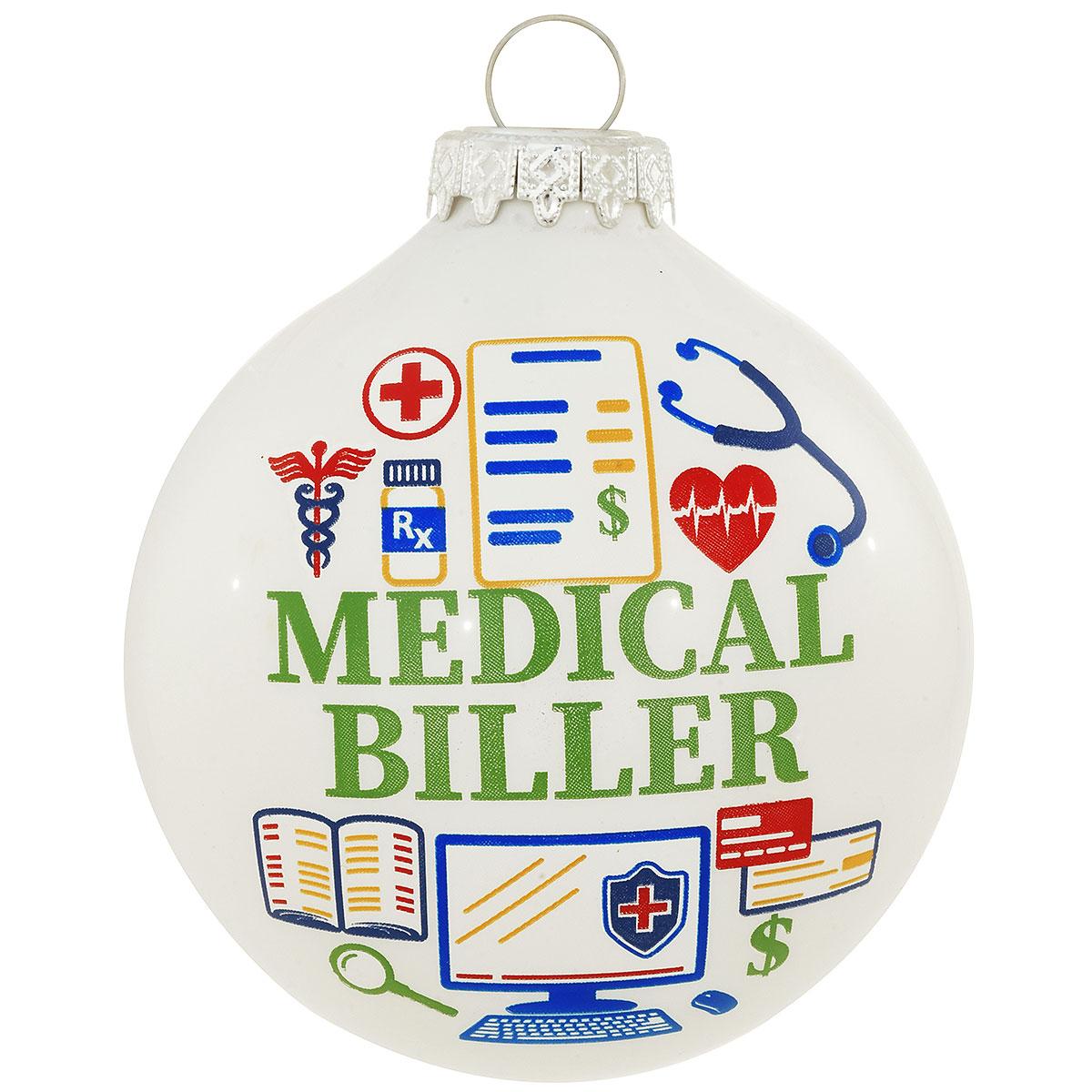 Medical Biller Glass Ornament