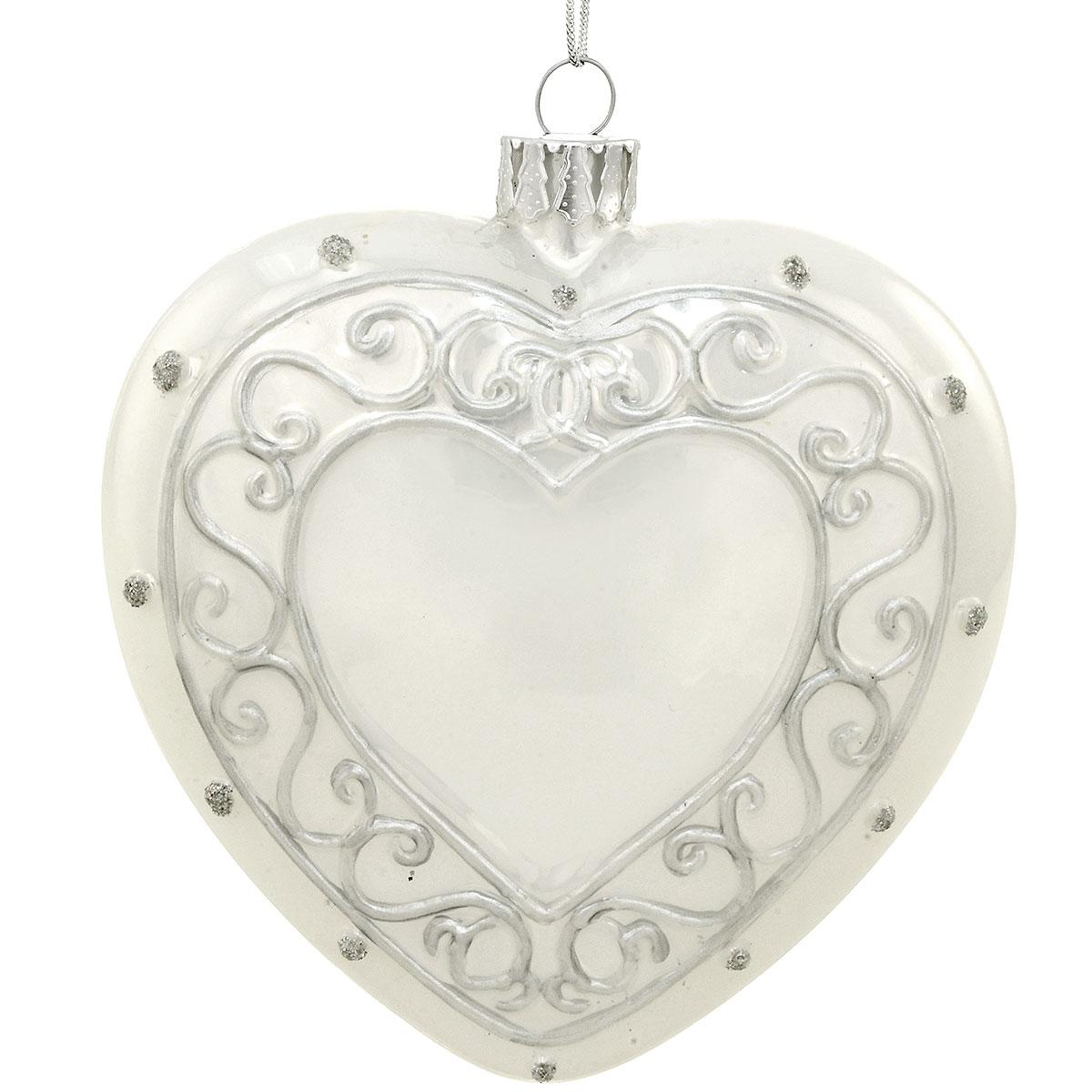White Heart Glass Ornament