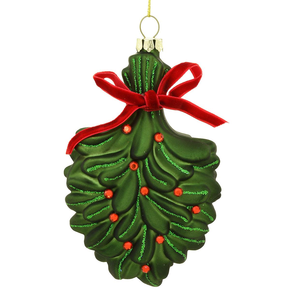 Mistletoe Branch Glass Ornament
