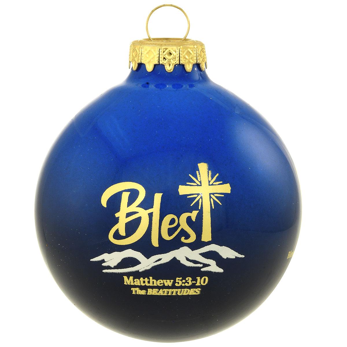 Blest 2-Tone Blue Glass Ornament