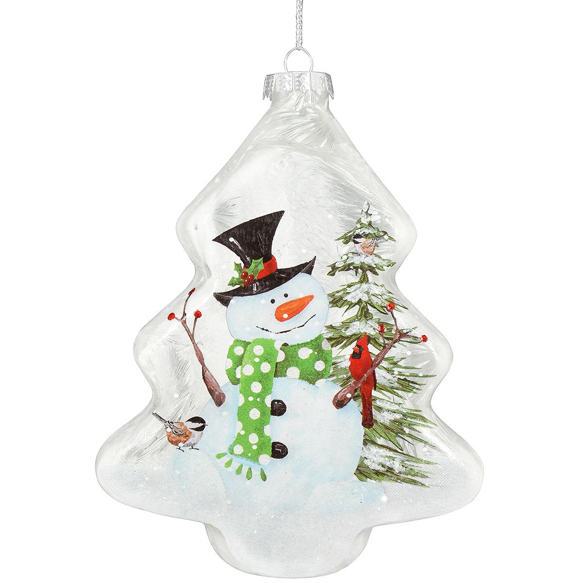 Snowman On Tree Shape Ornament