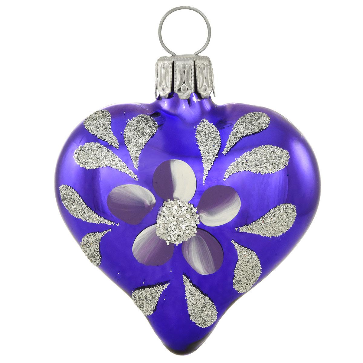 Heart Shiny Purple Glass Ornament