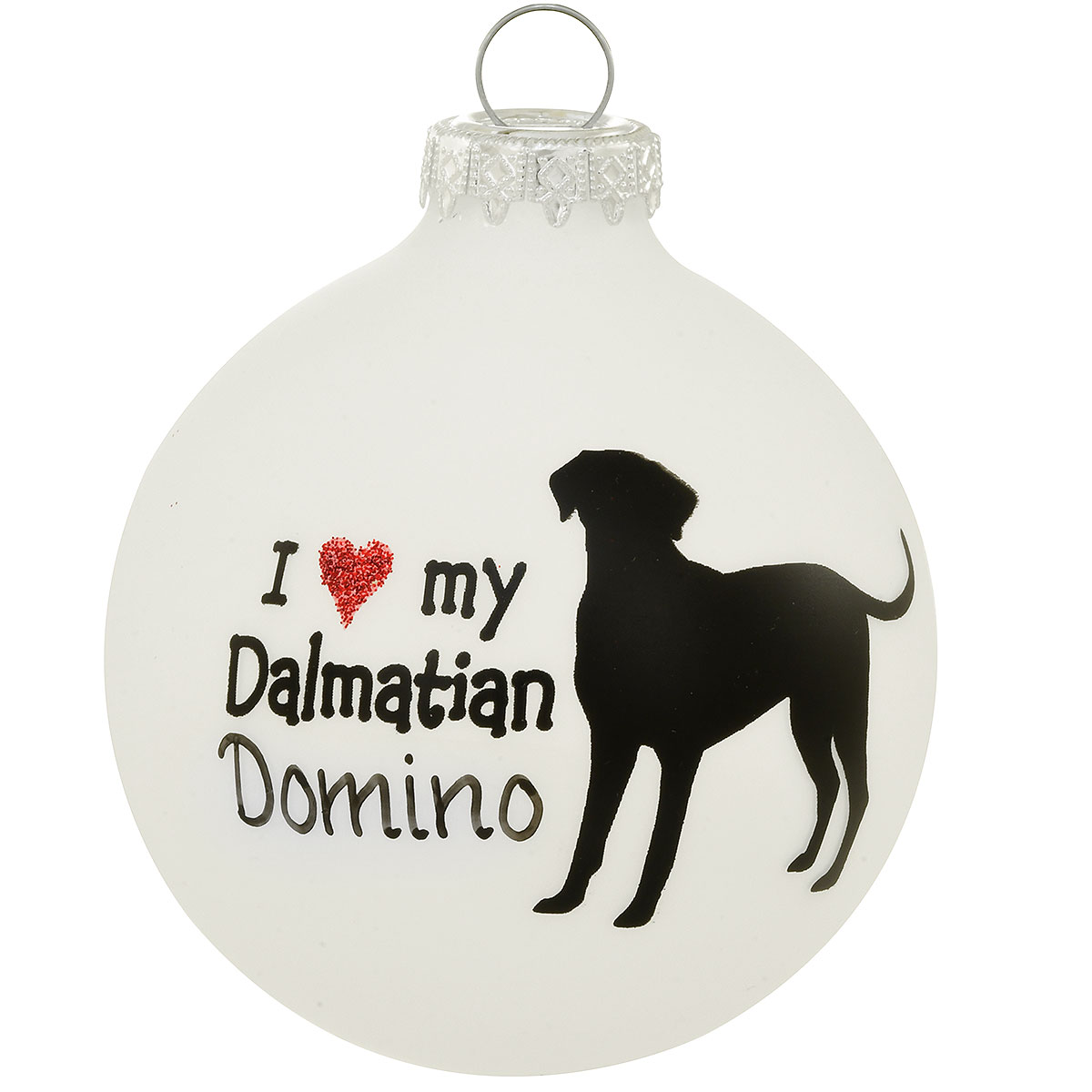 Personalized I Love My Dalmatian Glass Ornament