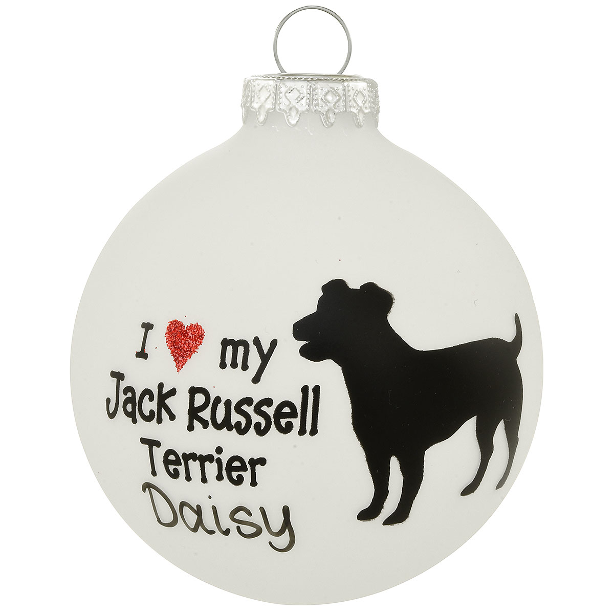 Personalized I Love My Jack Russell Terrier Glass Ornament