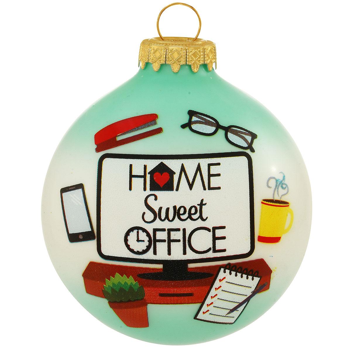 Home Sweet Office Glass Ornament