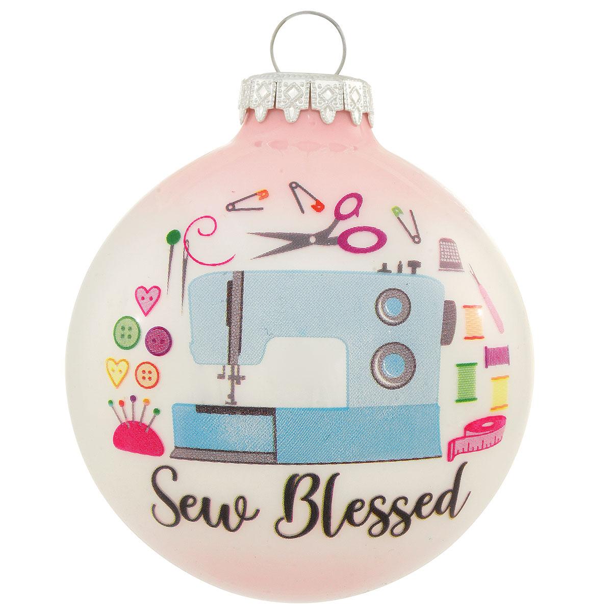 Sew Blessed Glass Ornament