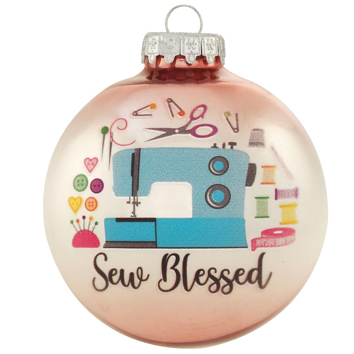 Sew Blessed Glass Ornament