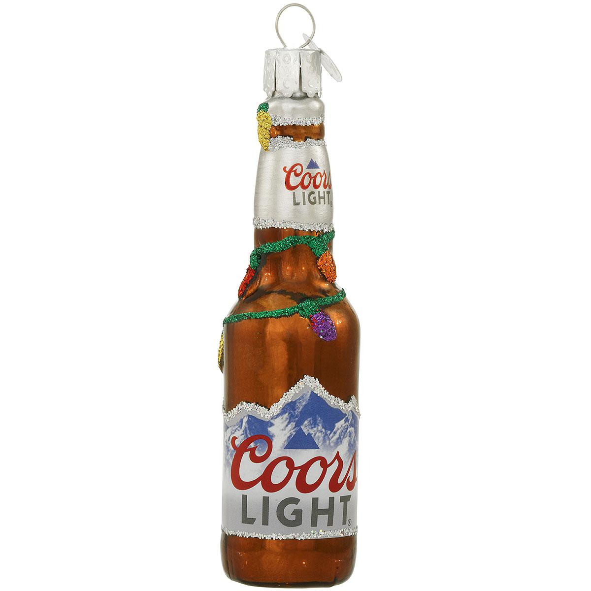 Holiday Coors Light Beer Bottle Glass Ornament
