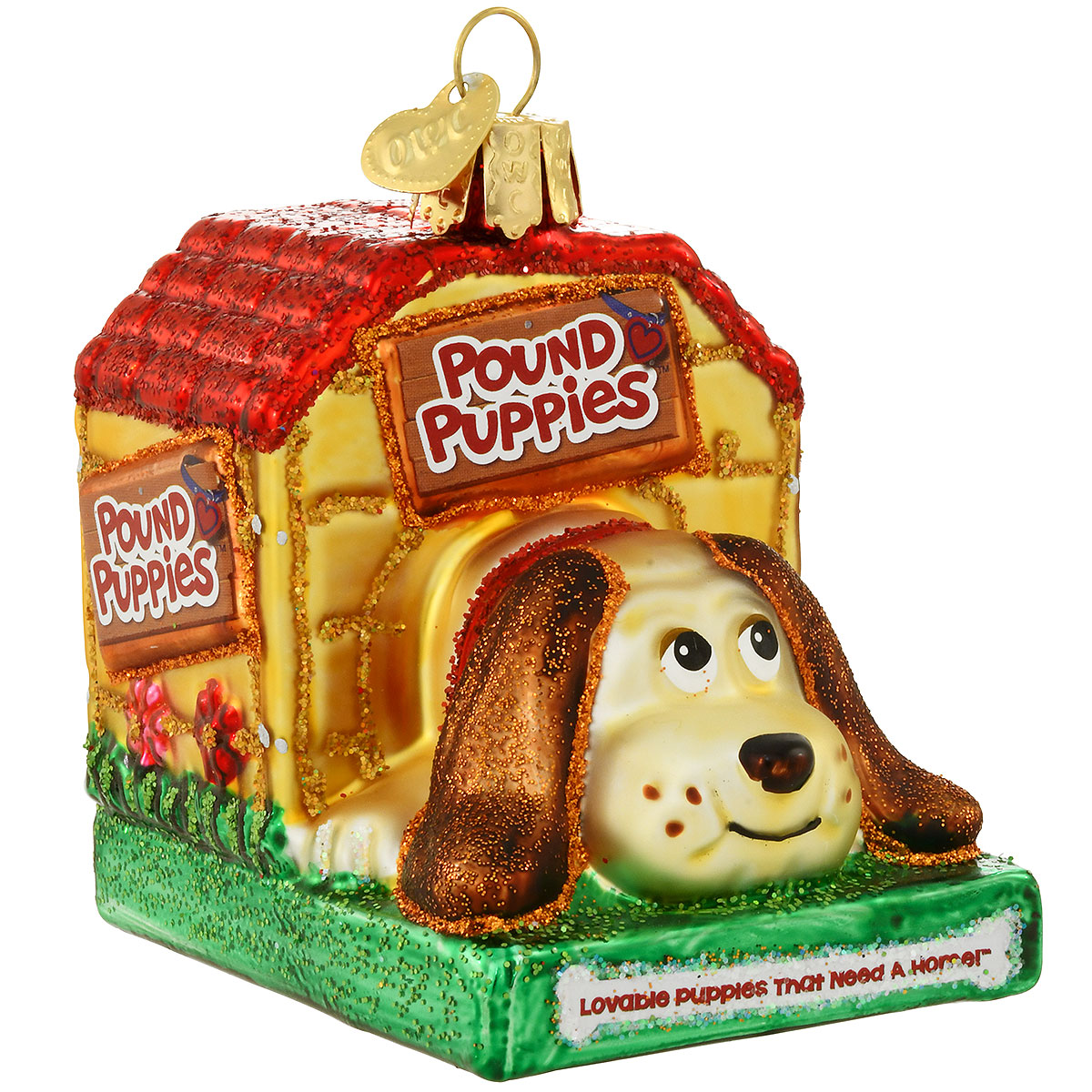 Pound Puppies Glass Ornament