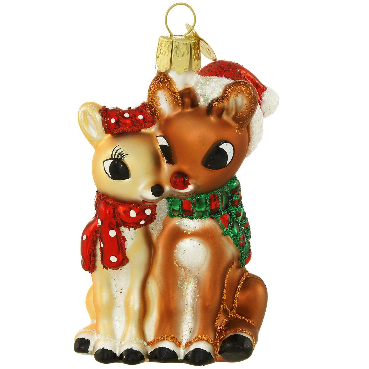 Rudolph And Clarice Glass Ornament
