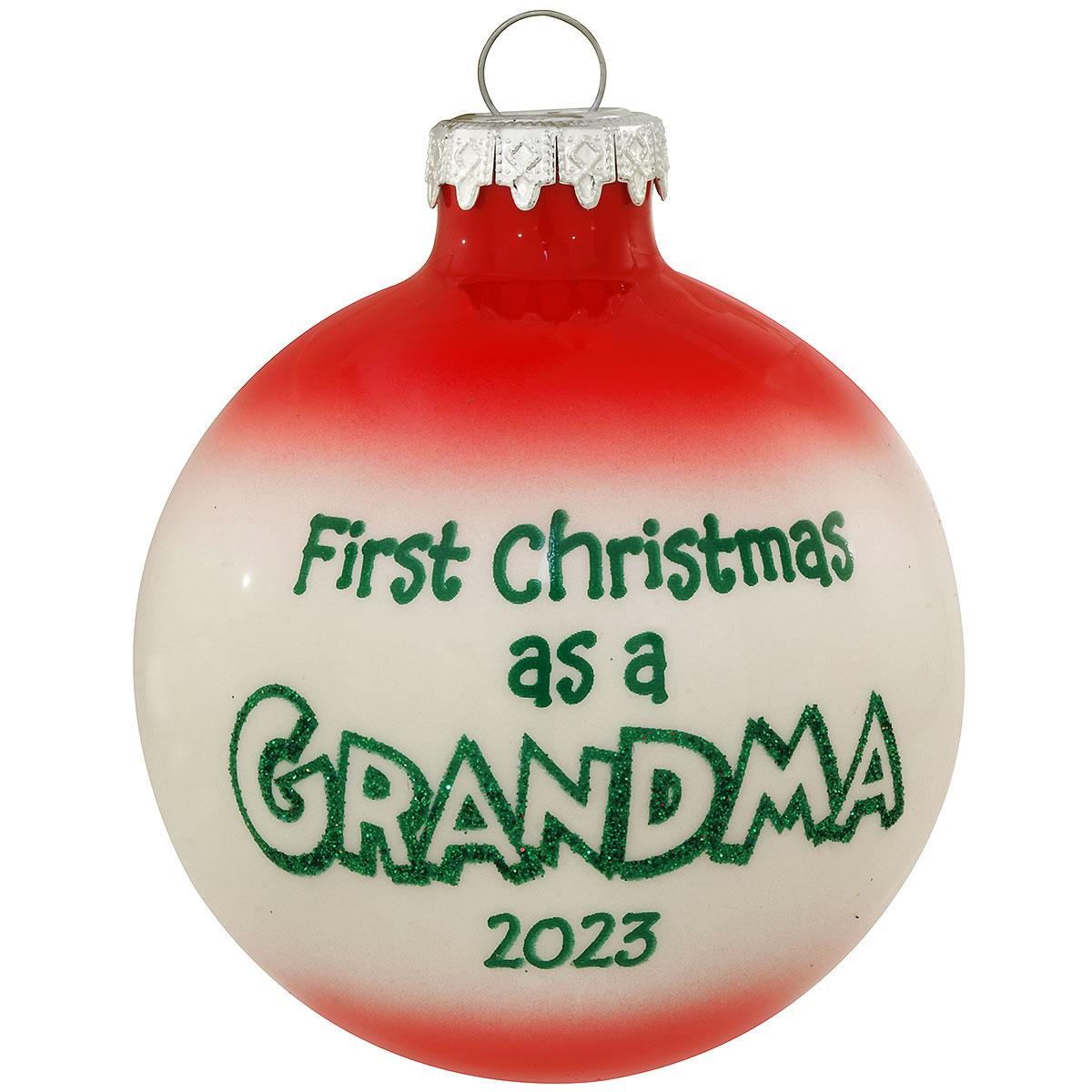 First Christmas As A Grandma 2023 Glass Ornament