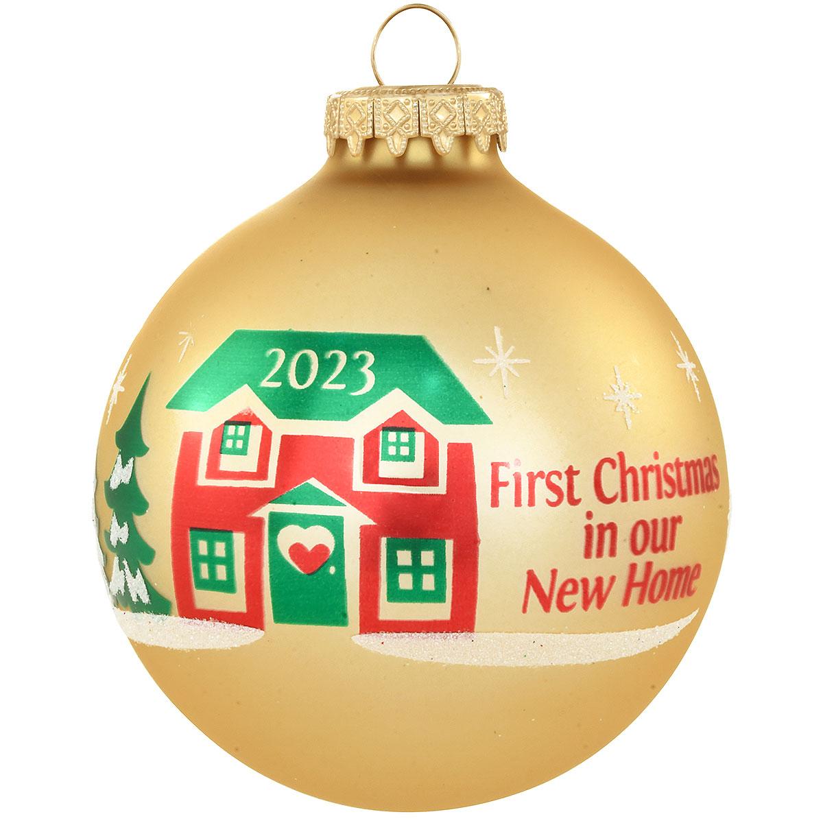 2023 First Christmas In Our New Home Beige Glass Ornament
