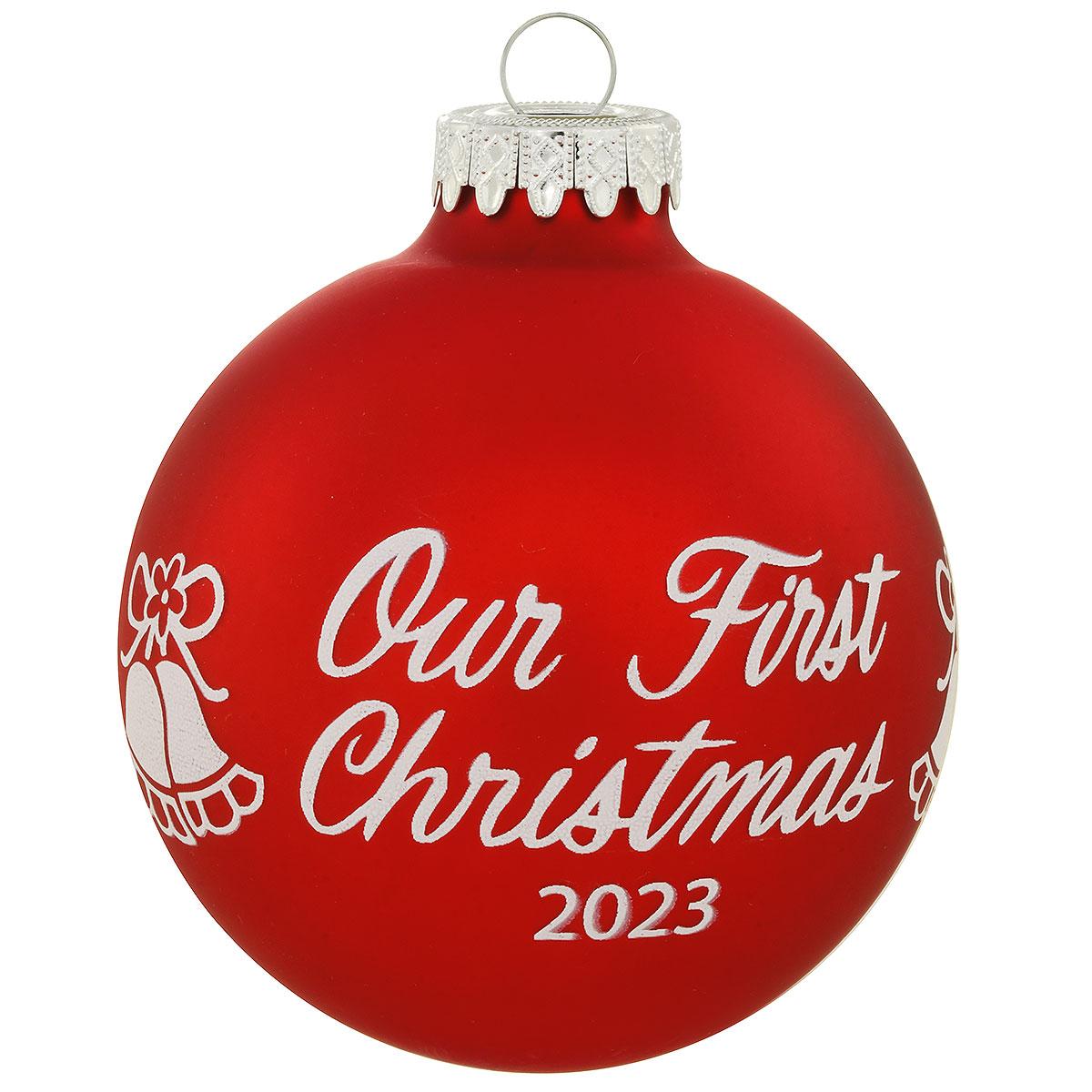 Our First Christmas 2023 Red Satin