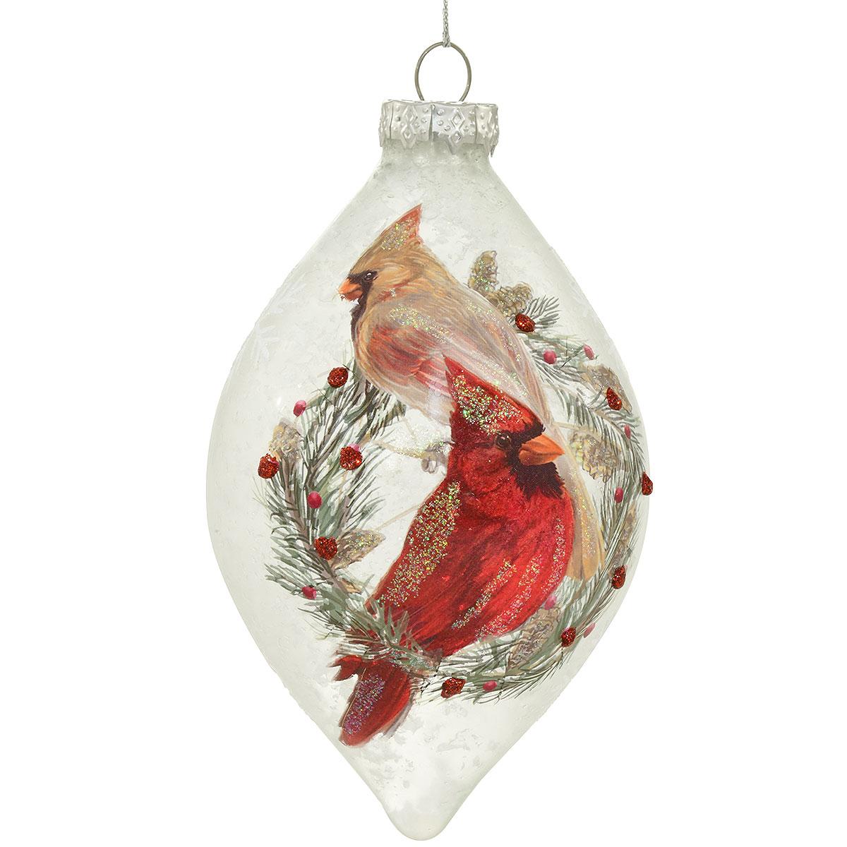 Cardinal Couple Teardrop Ornament