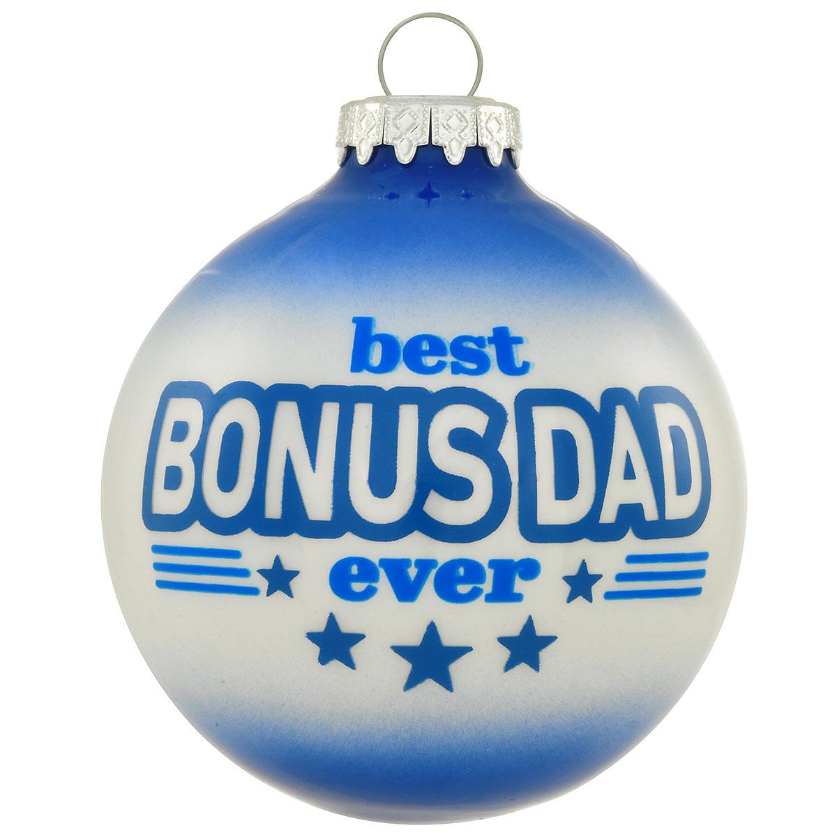 Bonus Dad 2 Tone Glass Ornament