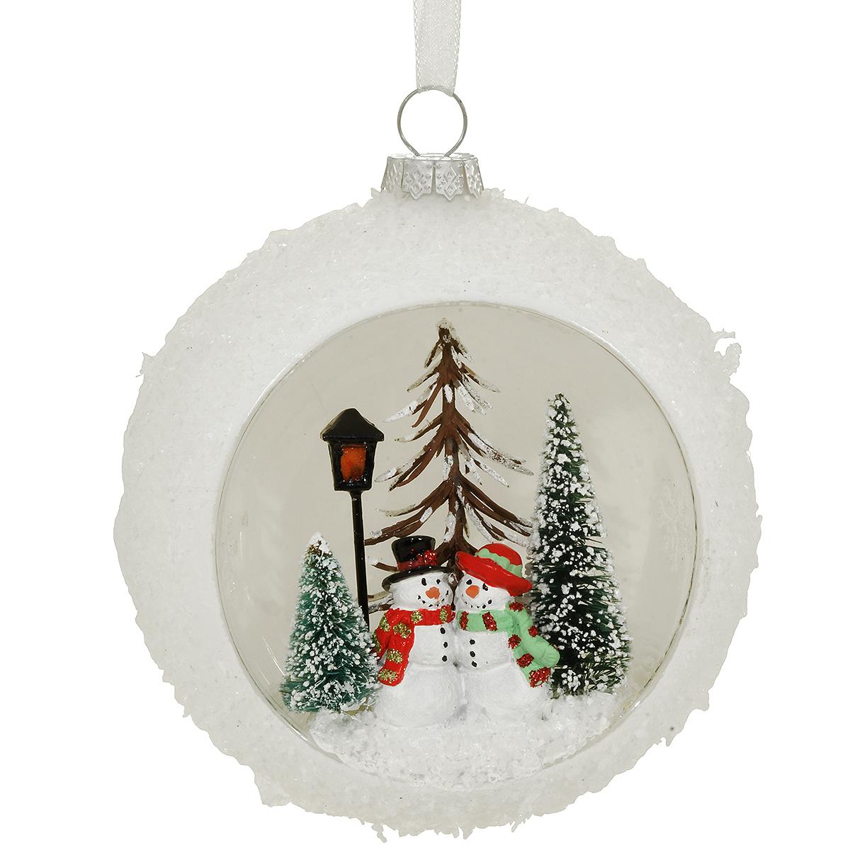 Ball With Snowman Scene Ornament