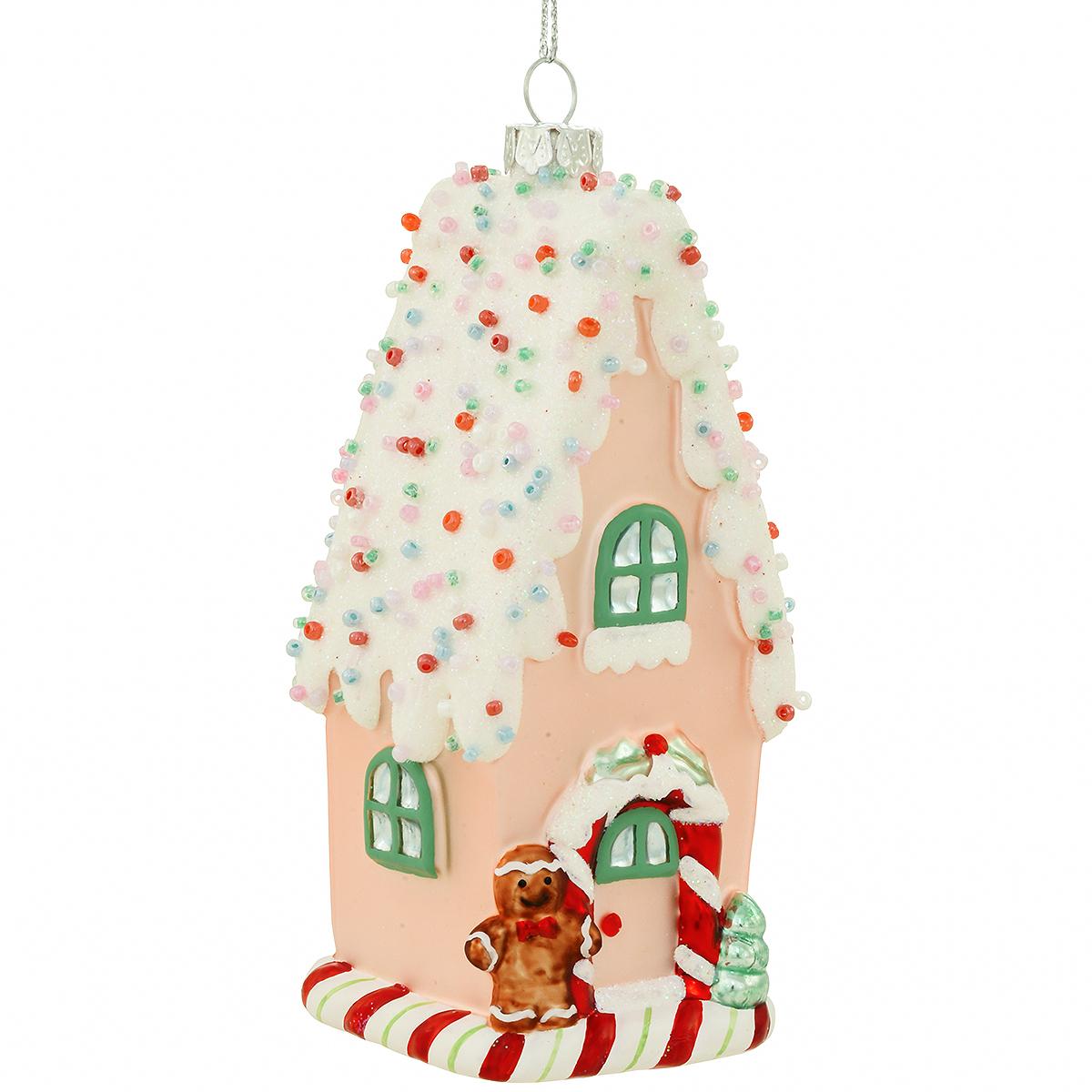 Pink Candy House Glass Ornament