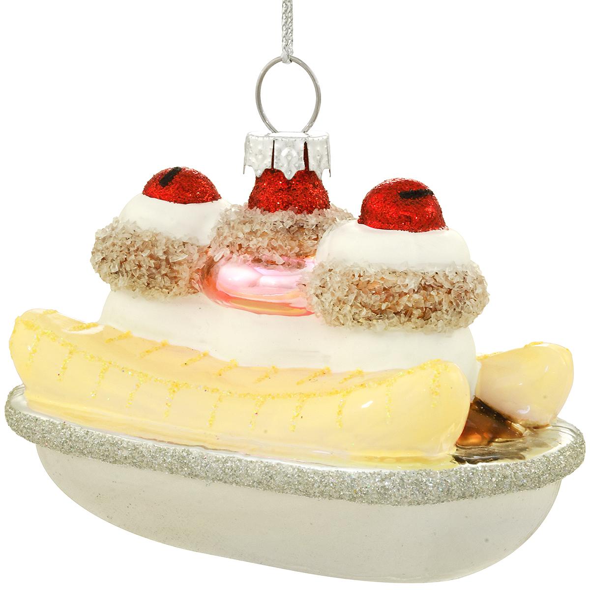 Banana Split Glass Ornament