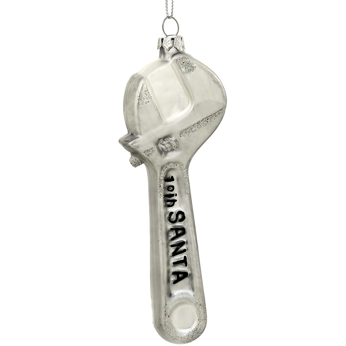 Santa Wrench Glass Ornament