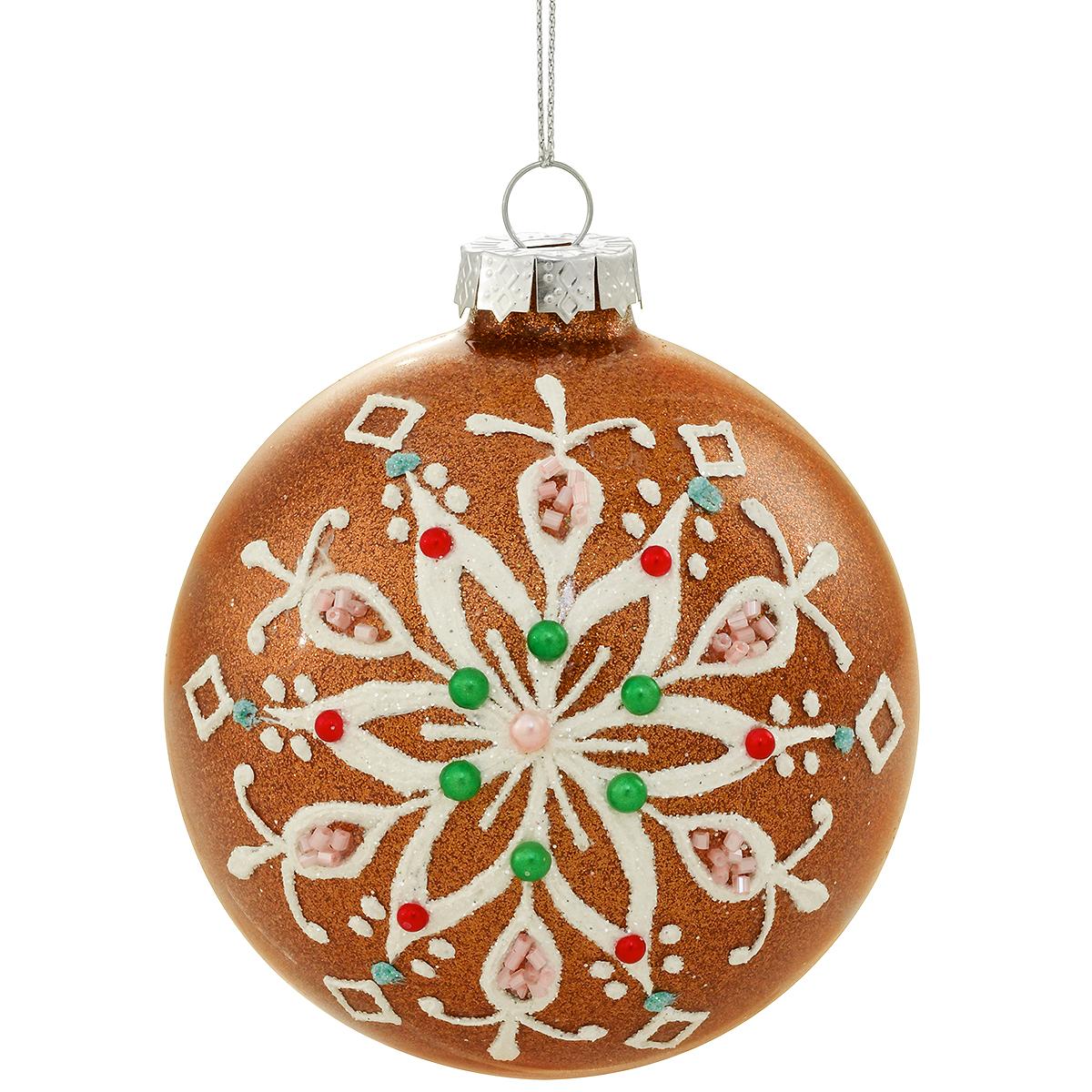 Gingerbread Ball Glass Ornament