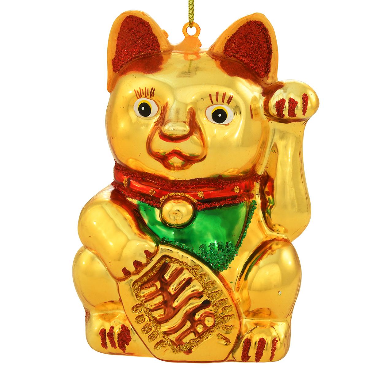 Fortune Cat Glass Ornament