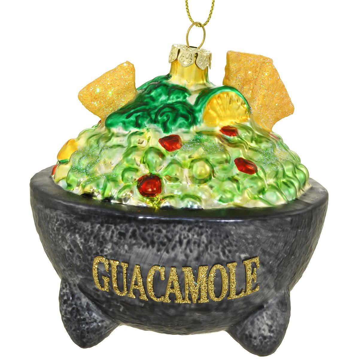 Guacamole bowl with chips glass ornament