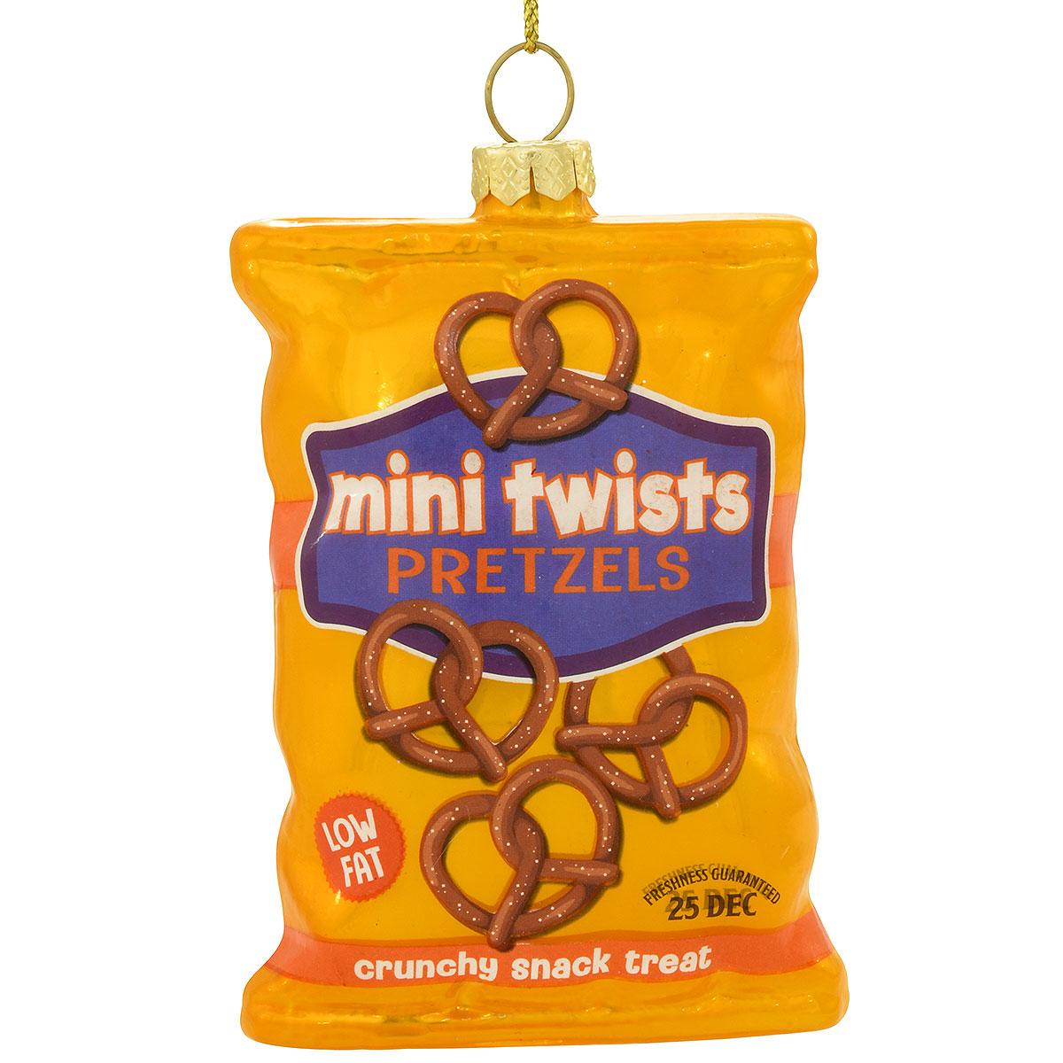 Bag Of Mini Pretzel Twists Glass Ornament