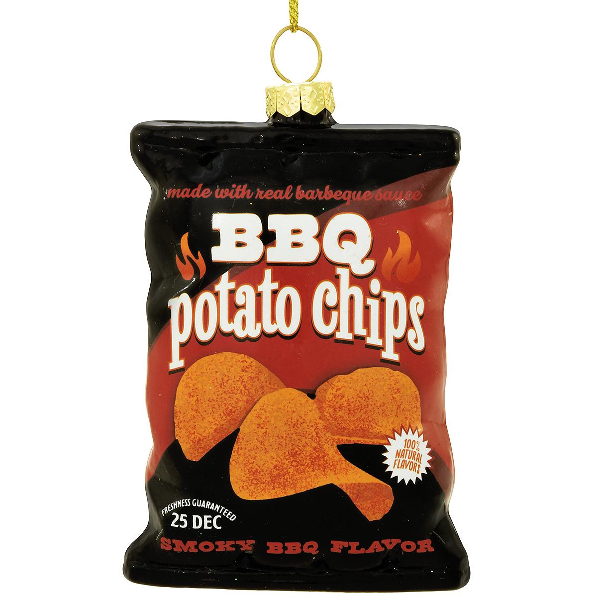 BBQ Potato Chips Glass Ornament