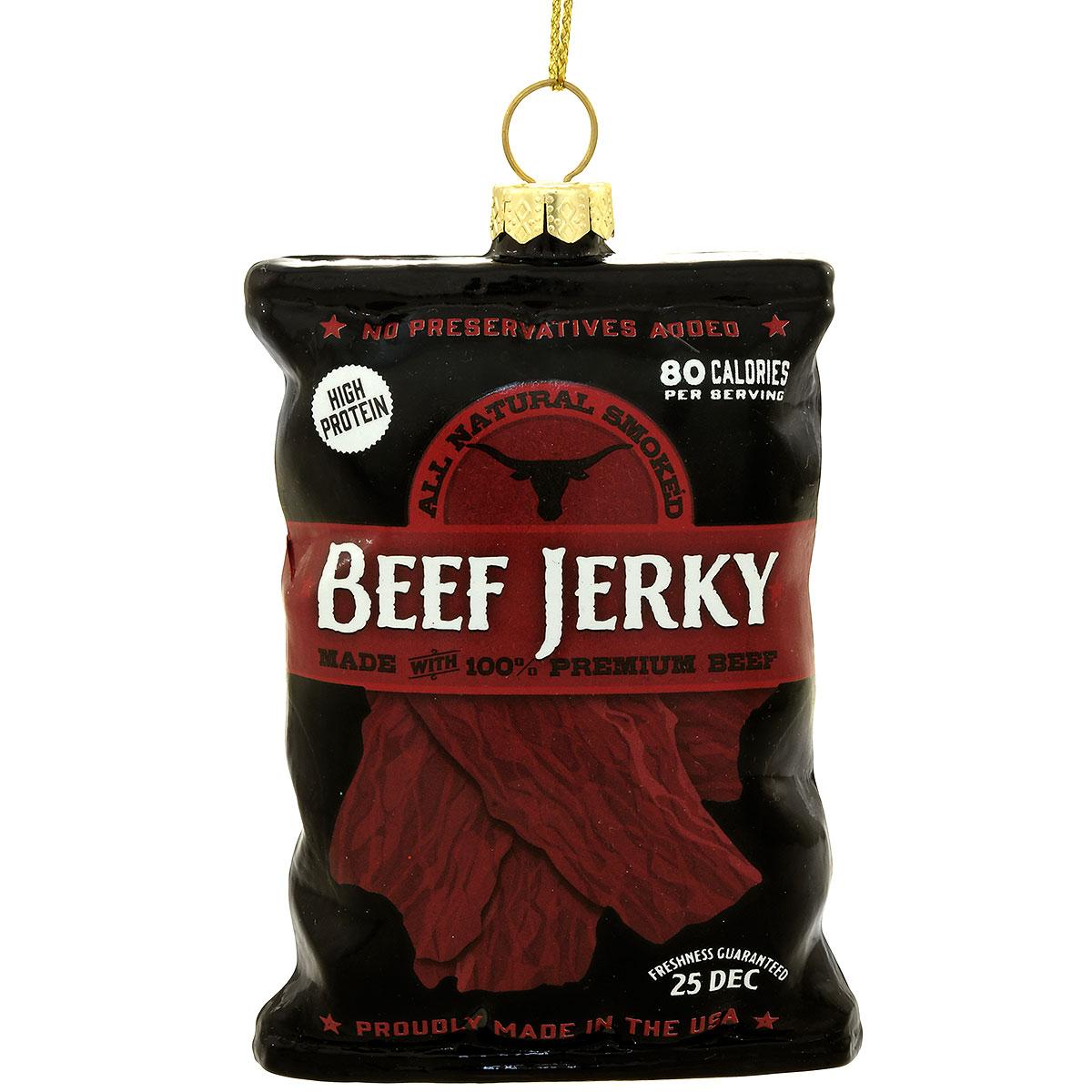 Bag Of Beef Jerky Glass Ornament