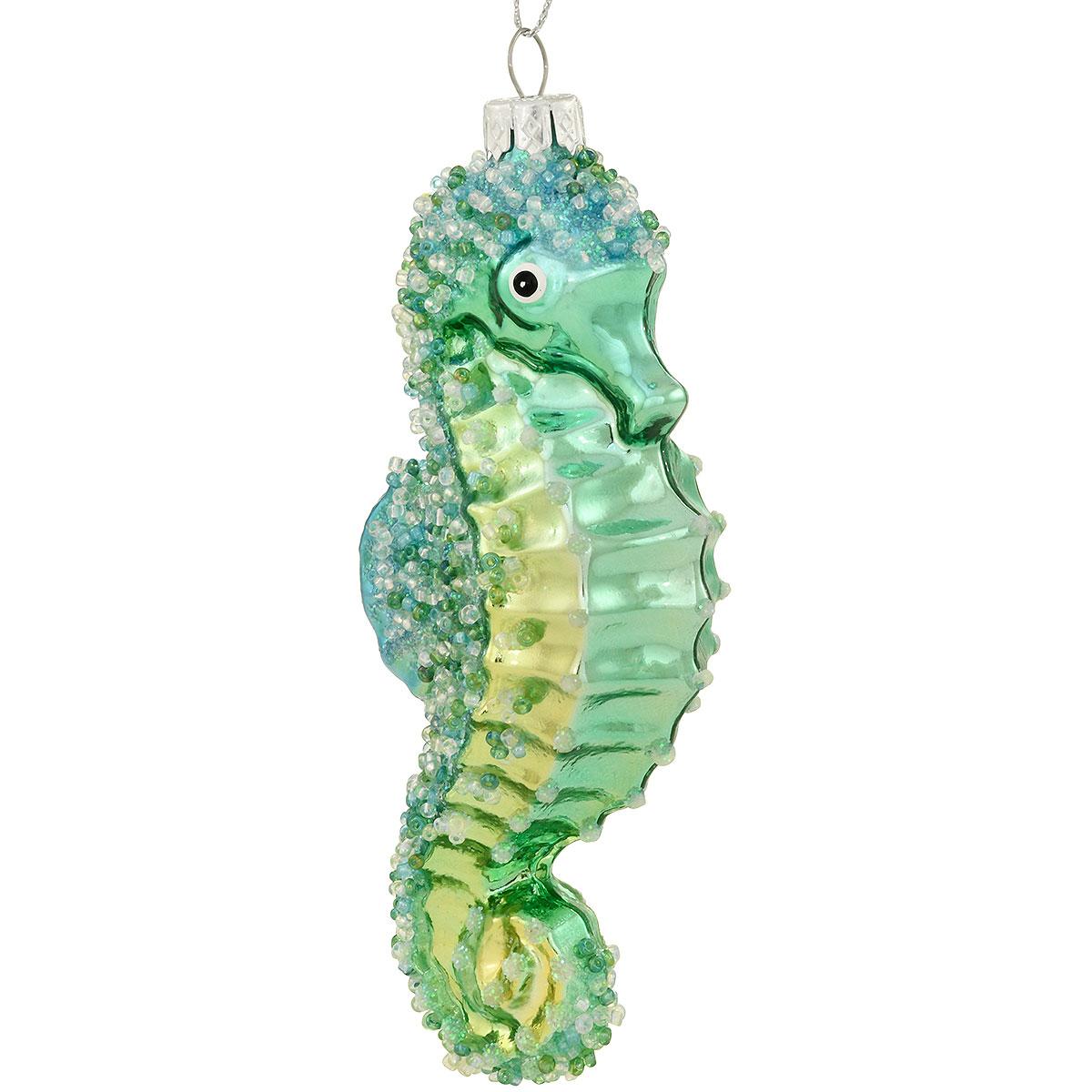 Sea Green Sea horse Glass Ornament