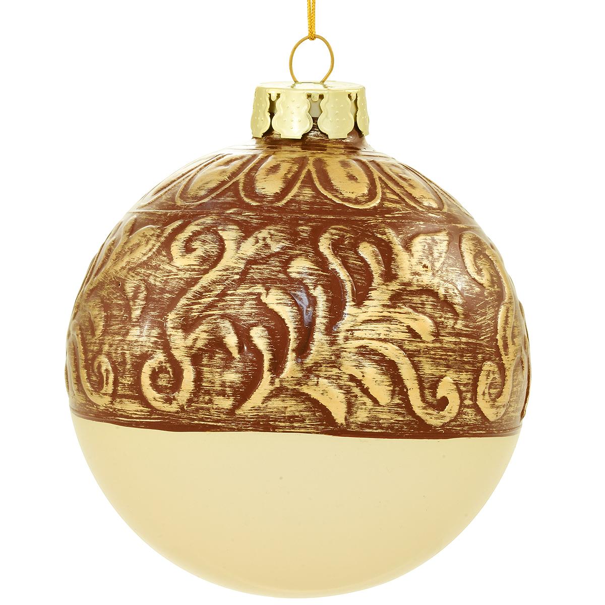 Brown And Tan 4 Inch Glass Ornament