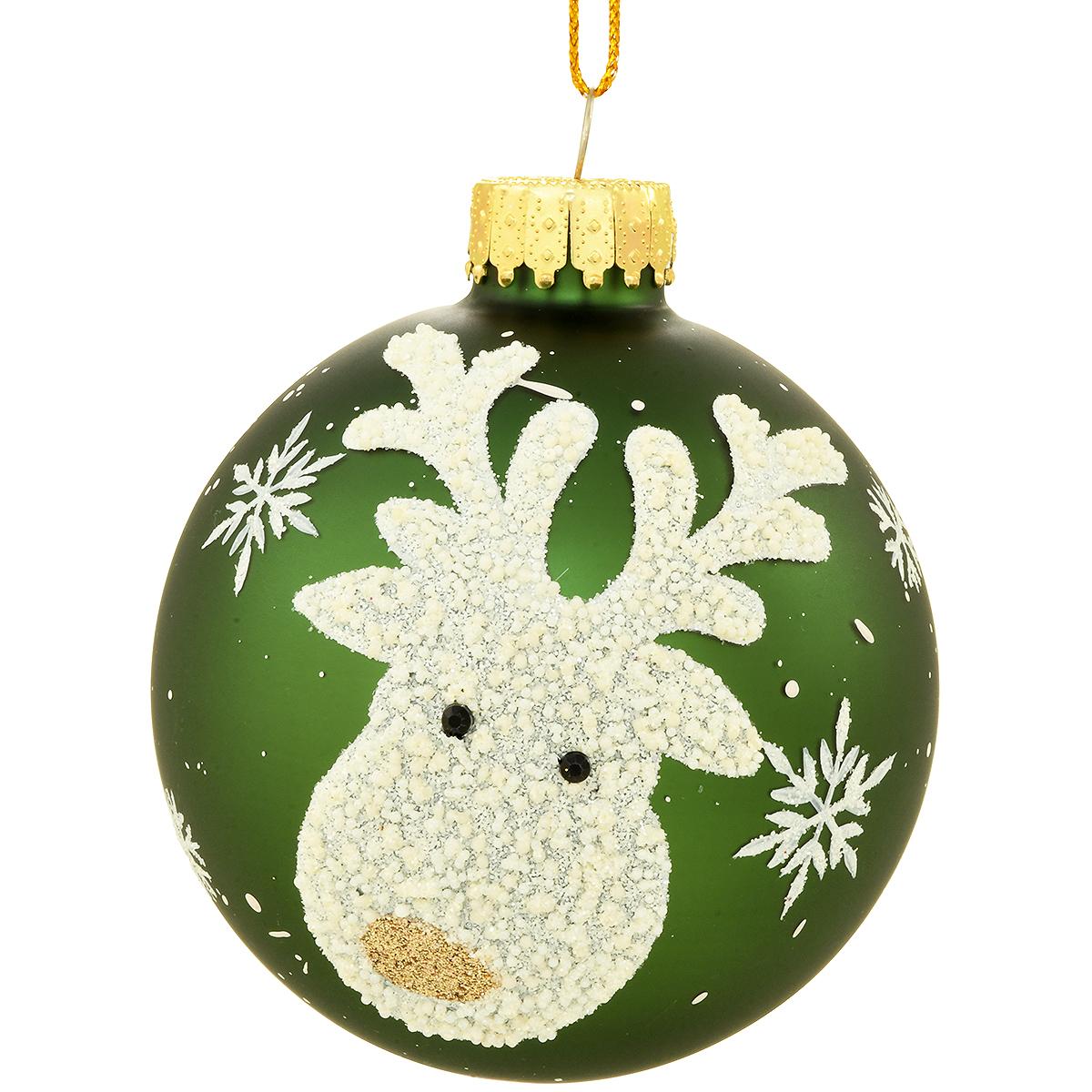 Reindeer Face On Green Ornament