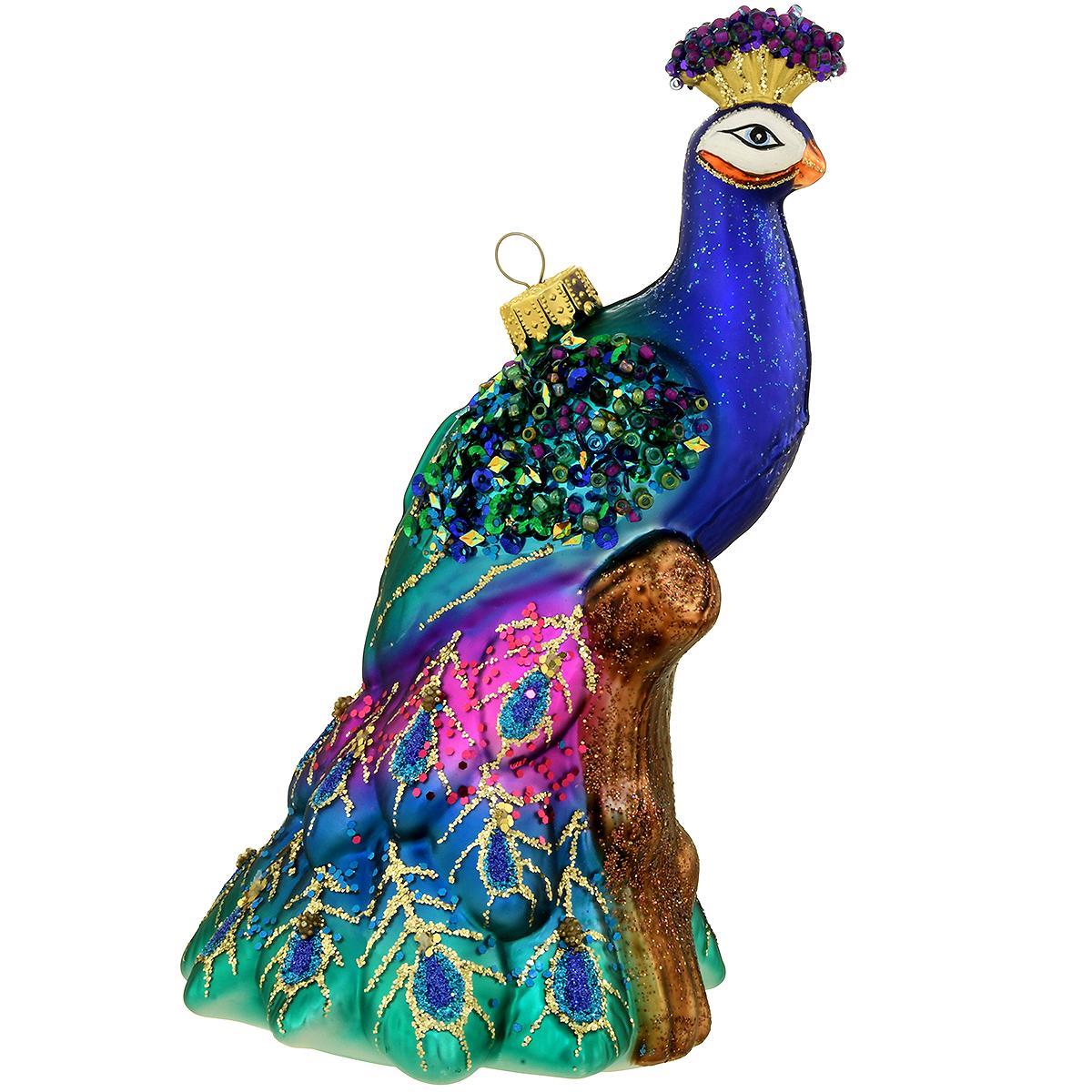 Peacock Hand Painted Glass Ornament - Handmade glass ornament