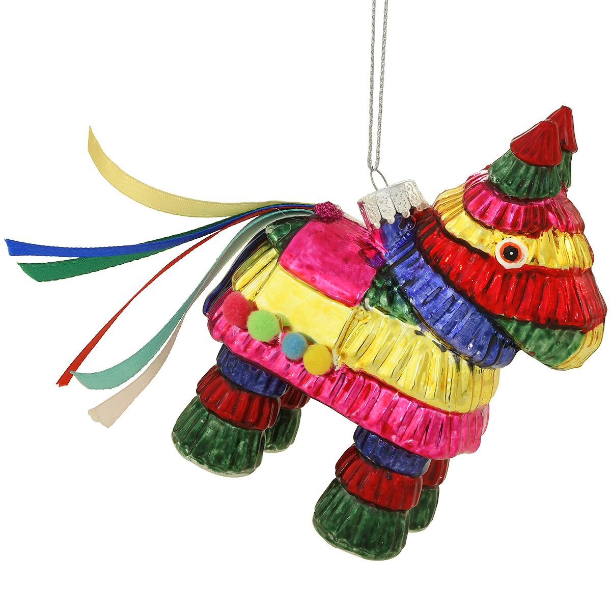 Piñata Glass Ornament With Ribbons