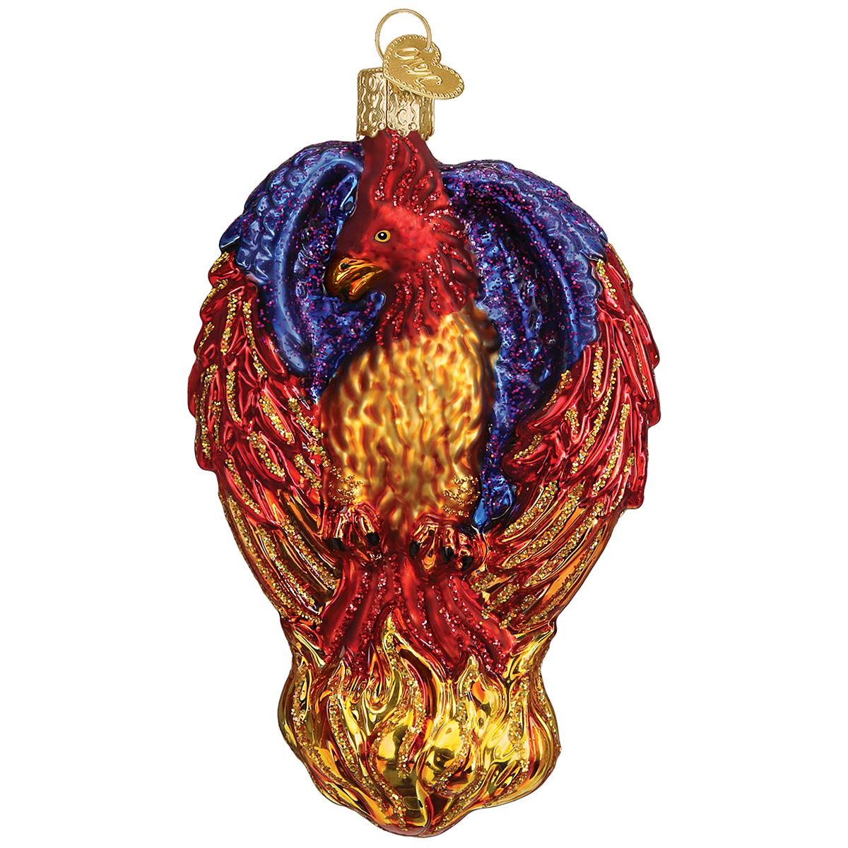 Fiery Phoenix Glass Ornament