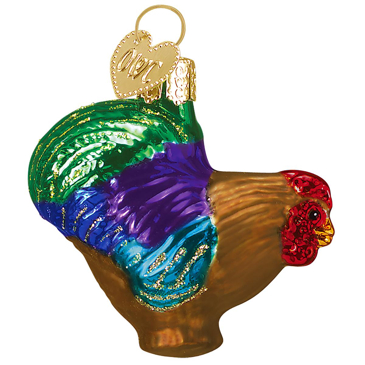 Small Rooster Glass Ornament