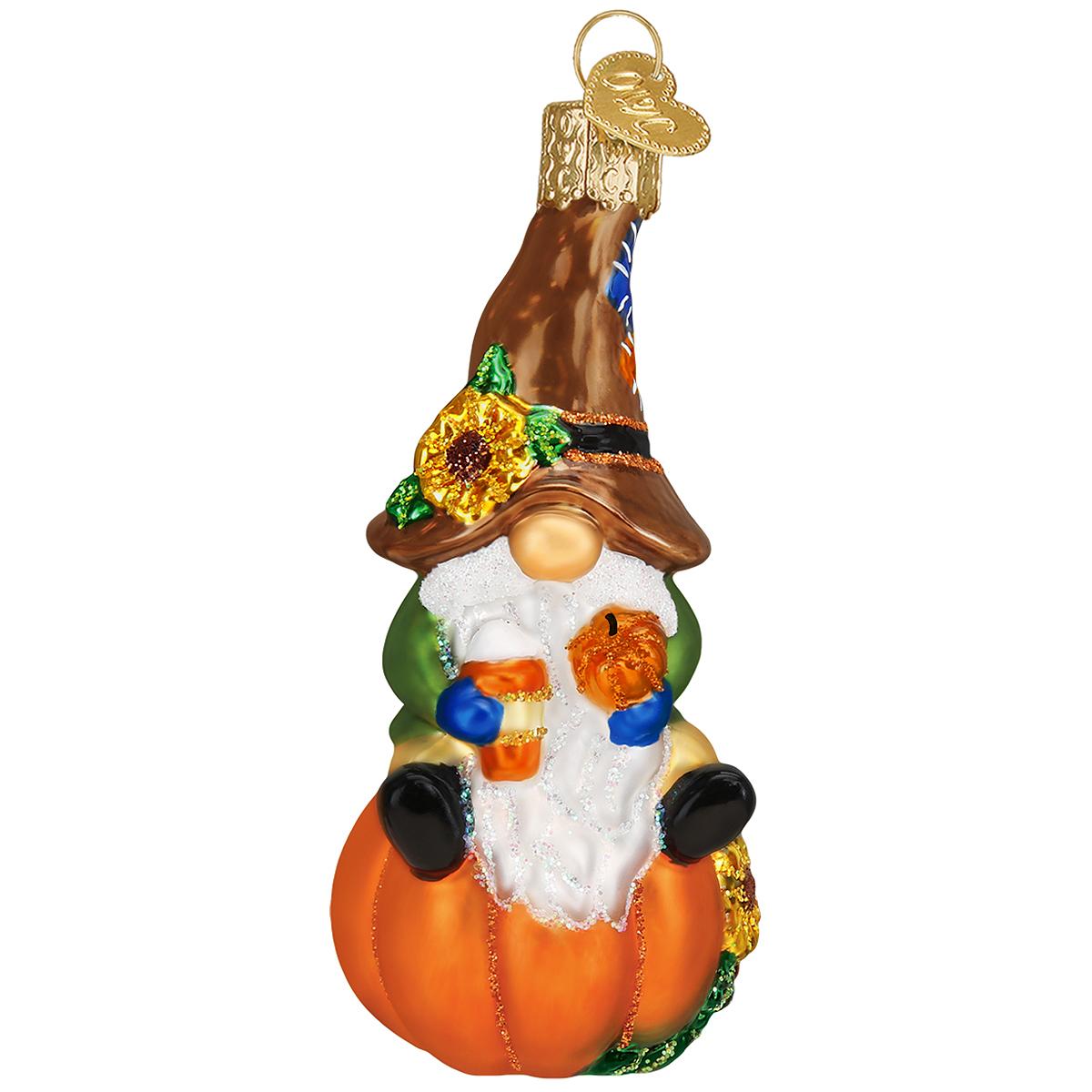 Fall Harvest Gnome Glass Ornament