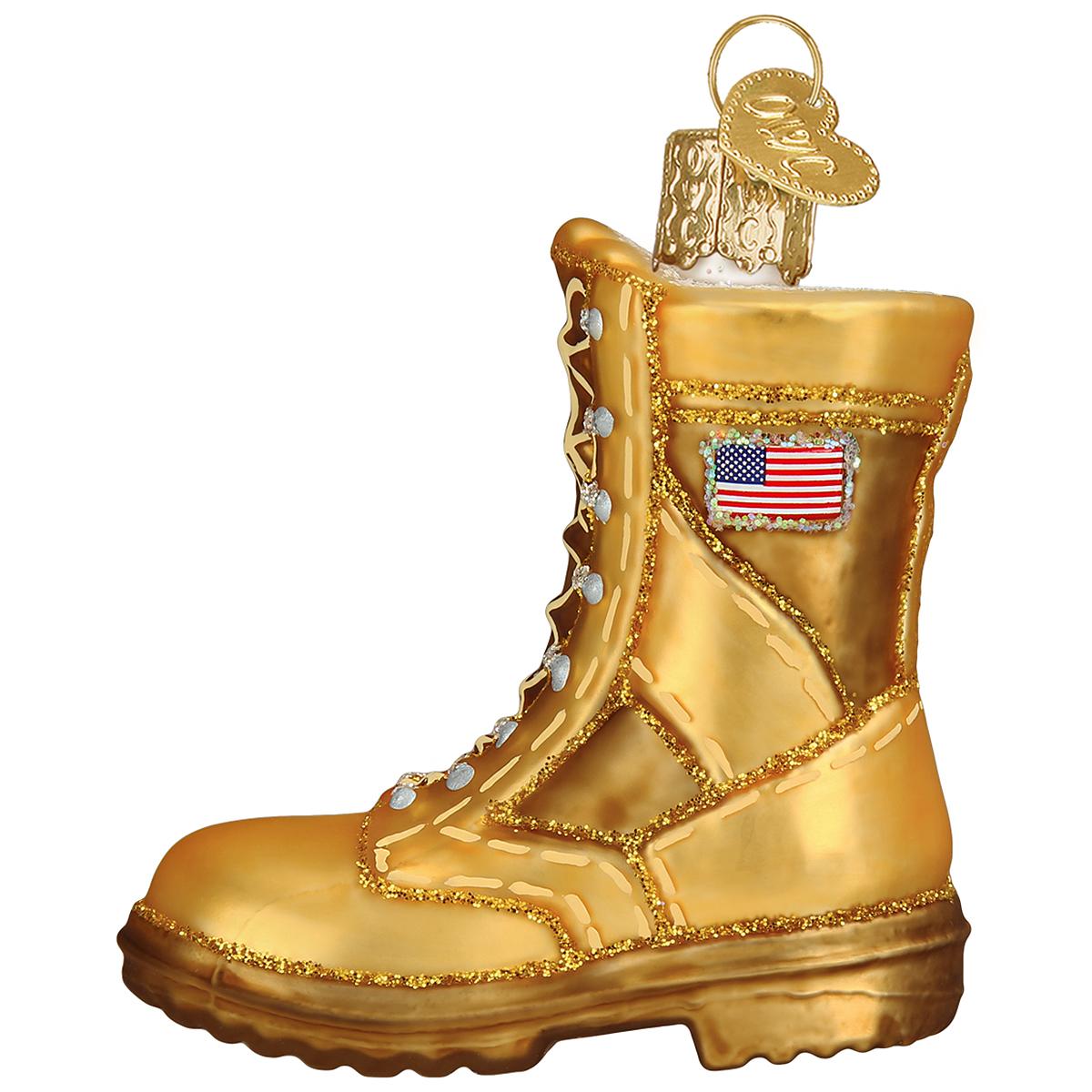 Military Boot Glass Ornament