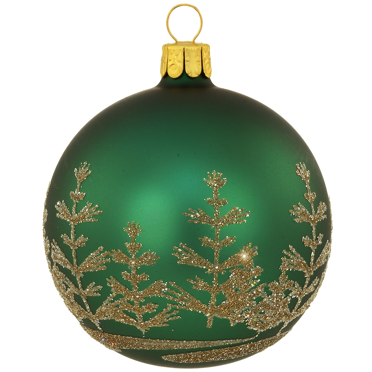Green With Trees Glass Ornament