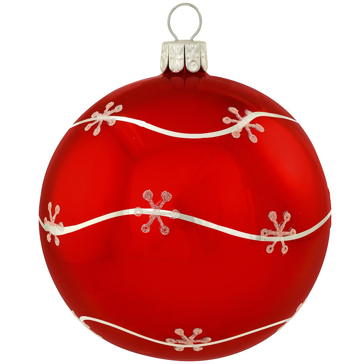 Red With Snowflakes Glass Ornament