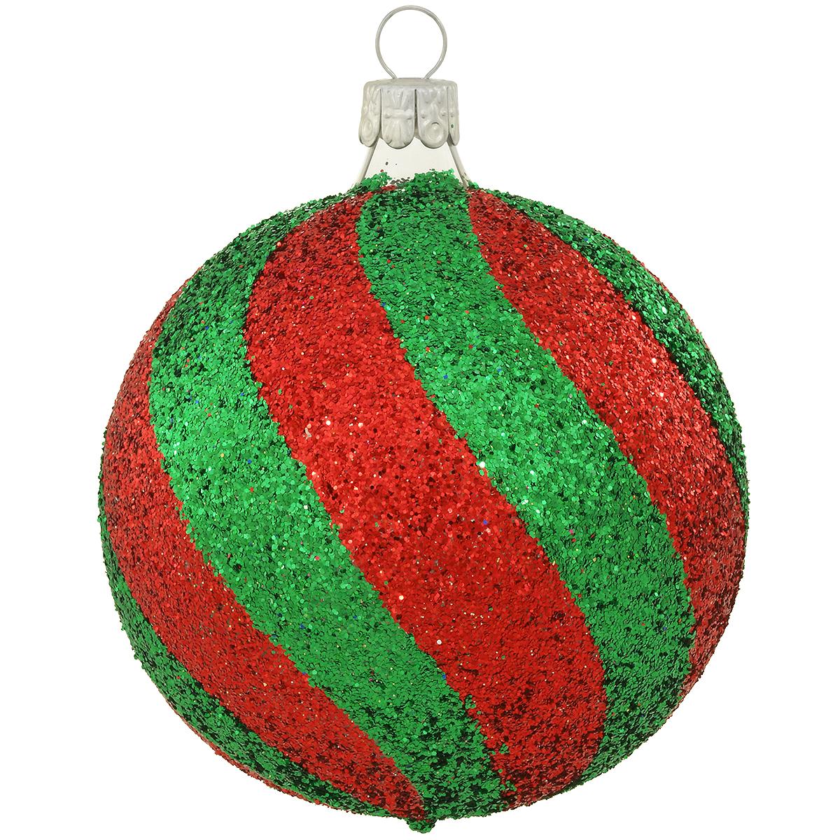 Red And Green Glitter Striped Glass