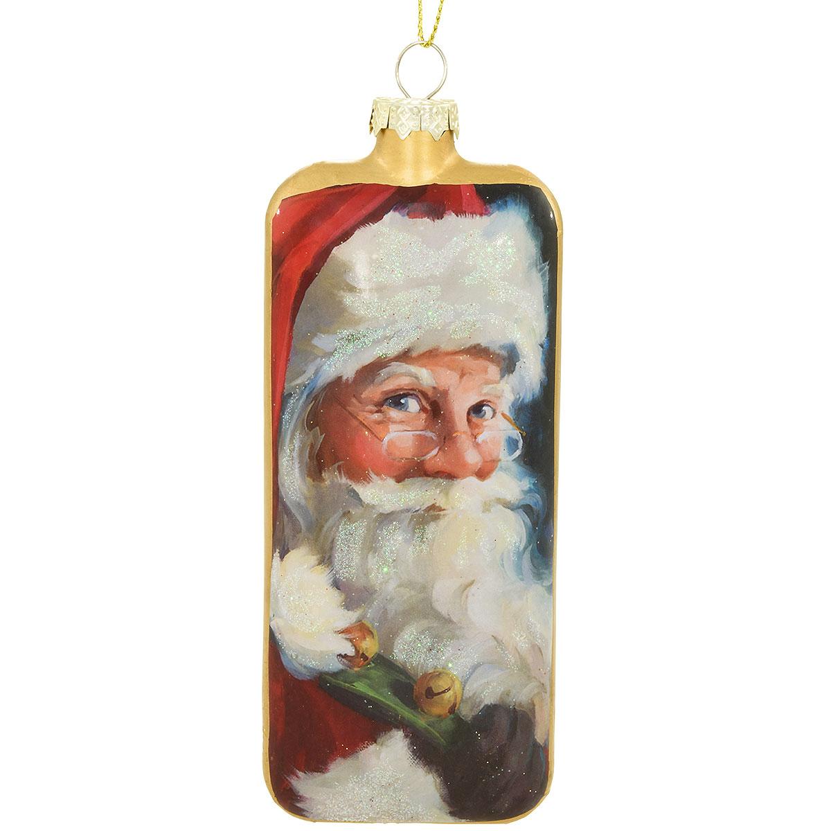 Santa Portrait Glass Ornament