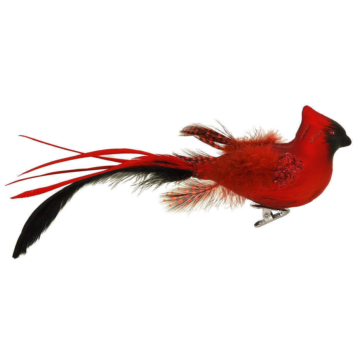 Cardinal Clip-On Glass Ornament