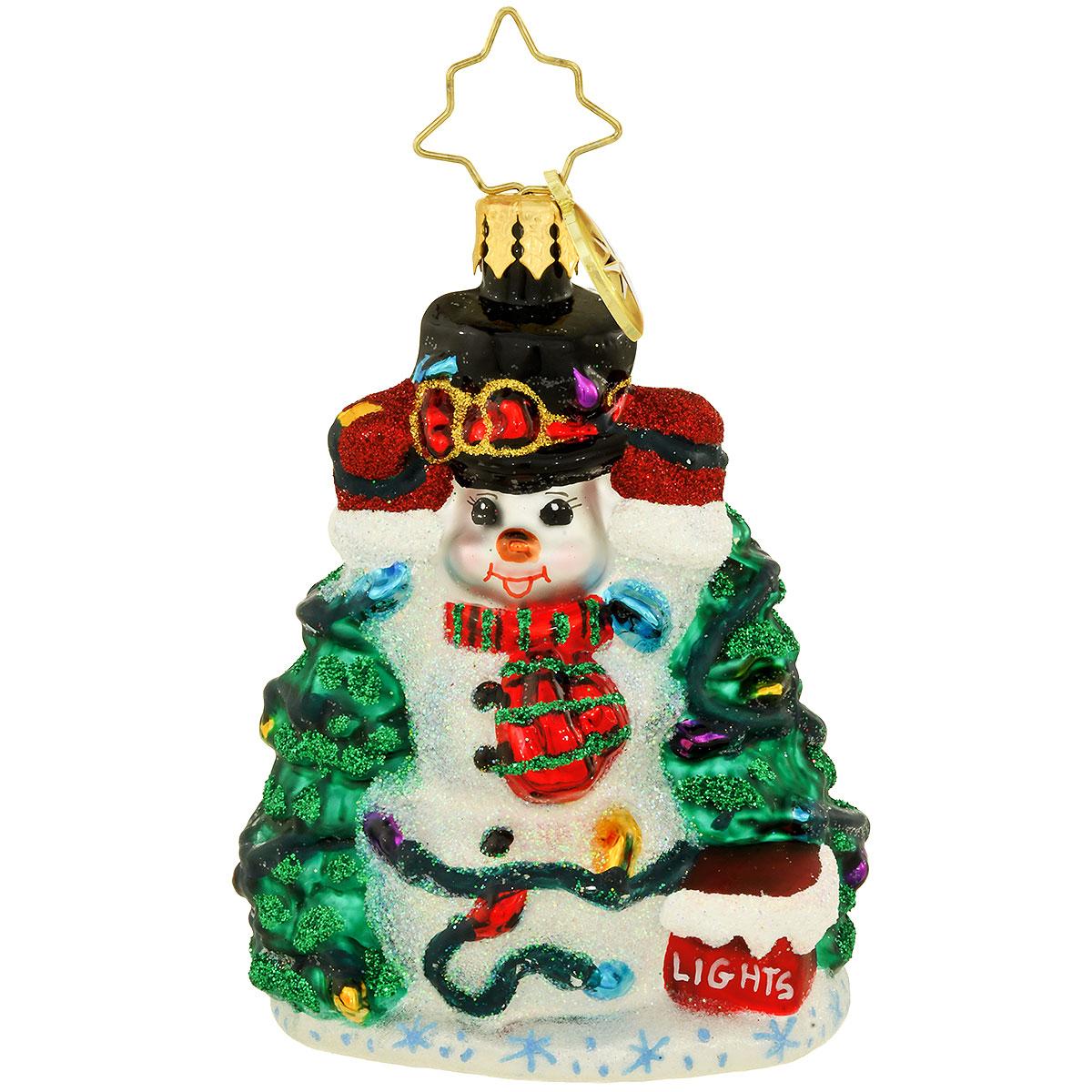 Let There Be Lights Christopher Radko Glass Gem Snowman Ornament