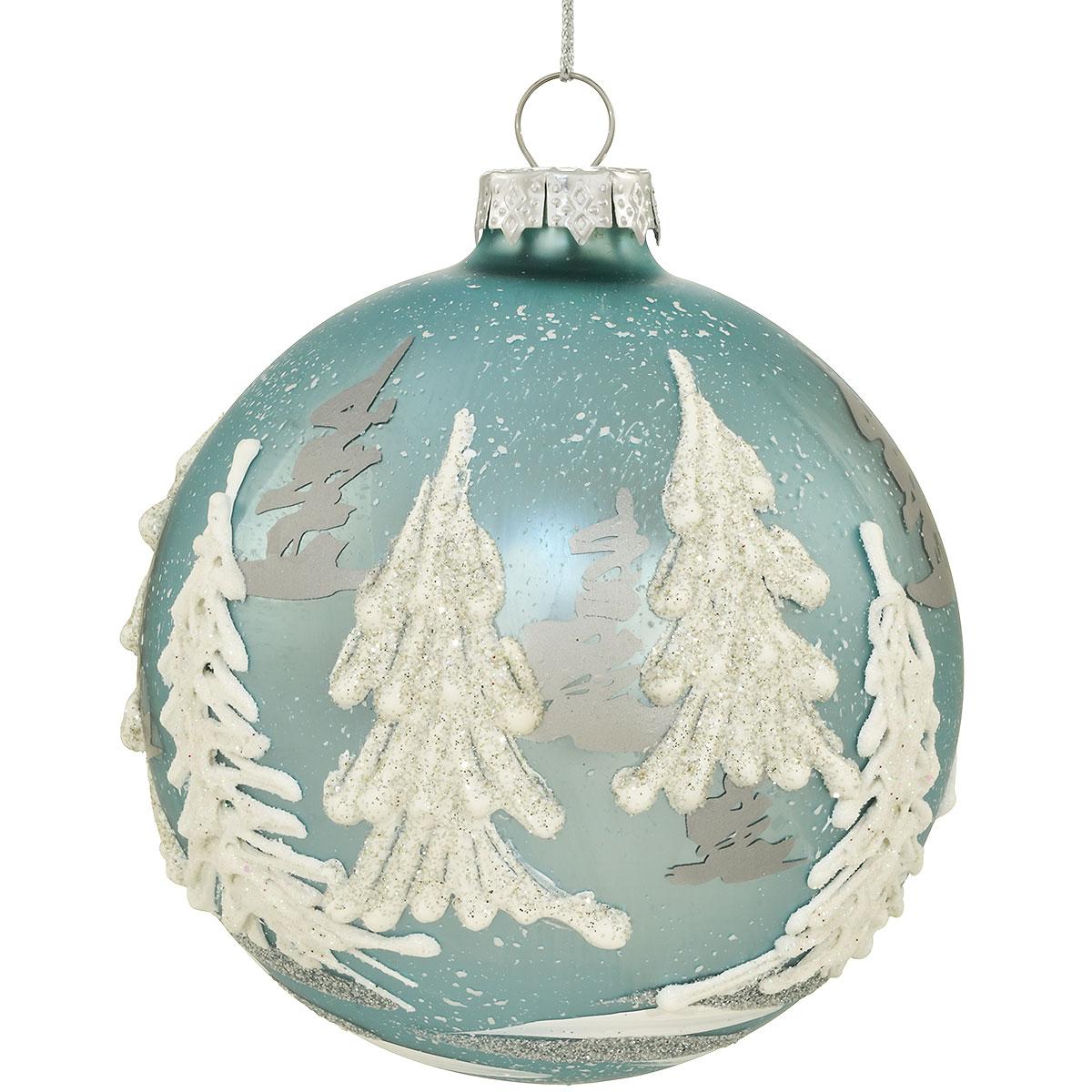 Tree Forest Blue Glass Ornament